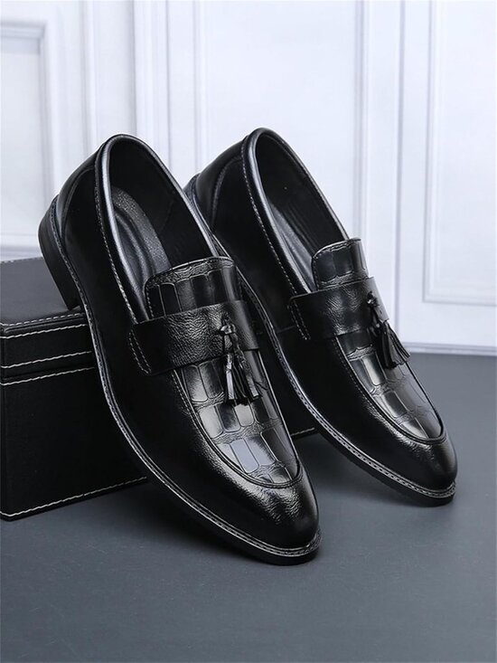 Vintage Crocodile Print Tassel Loafers for Men - Slip-On Dress Shoes, Casual main image 9